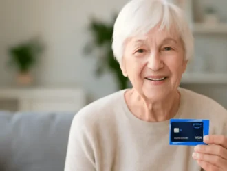 Senior women representing amazon prime discount card