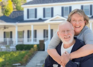 senior couple living happily in affordable income housing