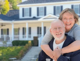 senior couple living happily in affordable income housing